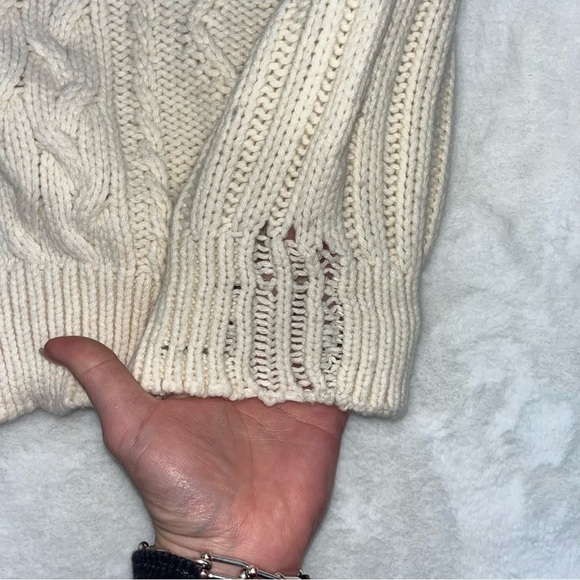 Manoush Brown Cream Wool Blend Textured Knit Sweater Women’s MD Made In Italy - Picture 9 of 11